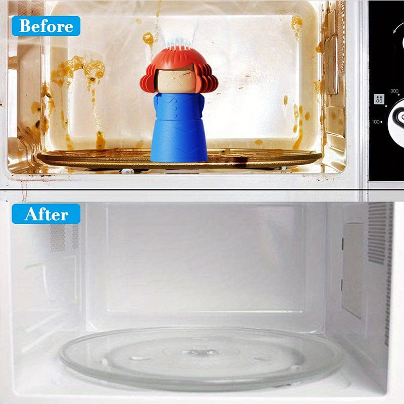 1pc Limpiador de Microondas "Mamá Enfadada" - Diseño Divertido (Expresión Enojada), Absorbente Potente de Grasa y Olores, No Tóxico, Compacto para Espacios Pequeños - Seguro para Microondas, Hornos, Refrigeradores - Ayudante de Limpieza en la Cocina