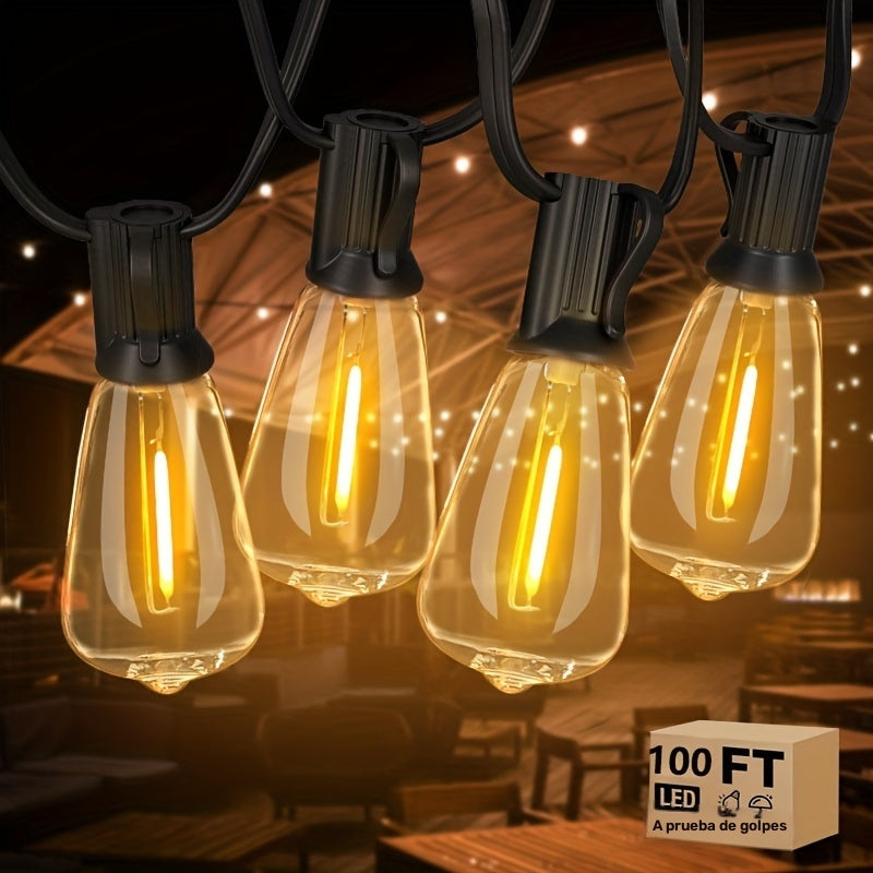 Luces LED en cadena ST38, 30.48 metros, incluye 48 bombillas + 2 extras, conectables, ideales para decorar tu jardín en Navidad y Halloween, sin batería