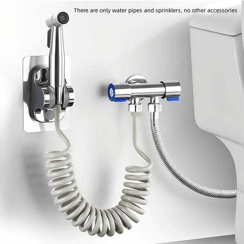 Kit de ducha portátil de alta presión de acero inoxidable con manguera de 4,8 pulgadas y soporte de pared - Boquilla auto-limpiante, resistente a fugas, para baño, inodoro, limpieza de mascotas, diseño moderno de montaje en pared, accesorio de limpieza d