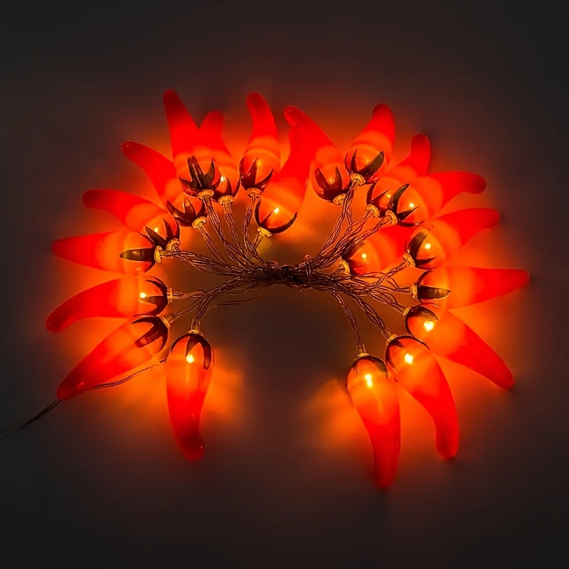 1 pieza de luces de cuerda de chile rojo, luces colgantes festivas LED de 59,06 pulgadas con 10 bombillas o 1118,11 pulgadas con 20 bombillas, luces de cuerda de forma vegetal adecuadas para cocina, mesa y sala de estar (baterías no incluidas)