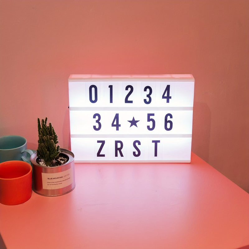 1 Pieza, Mini Caja De Luz Cinematográfica LED Decorativa, 7,87" X 5,9" (Aproximadamente 20 Cm X 15,24") - Caja De Luz Personalizada DIY Con 100 Letras, Números Y Símbolos, Cable USB Incluido, Caja De Luz Blanca Con Tarjetas De Letras, Bar De Dormitorio,