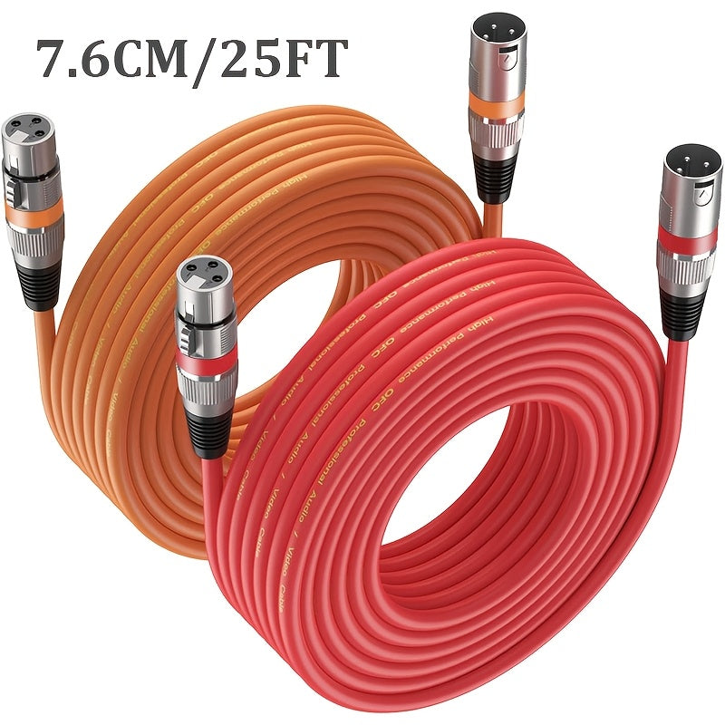 2 piezas, cable XLR de 7,62 metros y 10,67 metros - 2 piezas, cable XLR de 3 pines para micrófonos, mezcladores, estudios de grabación, podcasts, micrófonos de contenido de grabación, micrófonos de juego, micrófonos inalámbricos profesionales, utilizados
