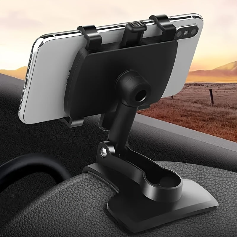 Soporte universal para teléfono en el auto, material ABS, clip de resorte ajustable 360° multifuncional, compatible con dispositivos de 7.62 a 17.78 cm