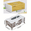 Elegante Soporte para Caja de Pañuelos de Estilo Europeo Plateado - Plástico Pulido, Accesorio Cuadrado para Baño para Hogar, Restaurante, KTV y Hotel