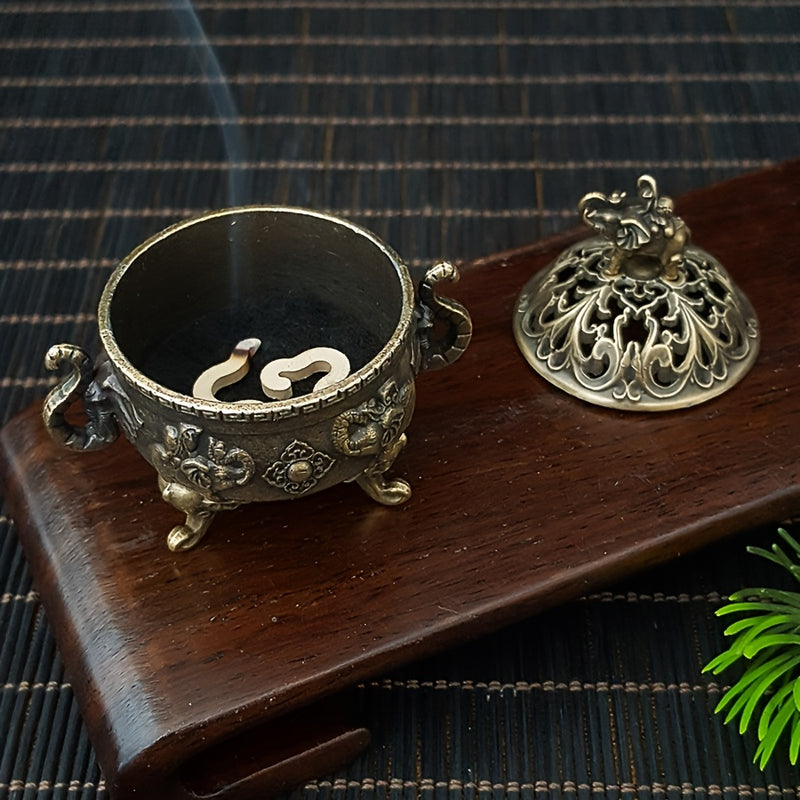 Quemador de incienso elegante para ceremonia de té, diseño intrincado de elefante en metal, ideal para decoración interior, regalo para el Día de la Madre y el Día del Padre, accesorios para ceremonia de té con artesanía detallada