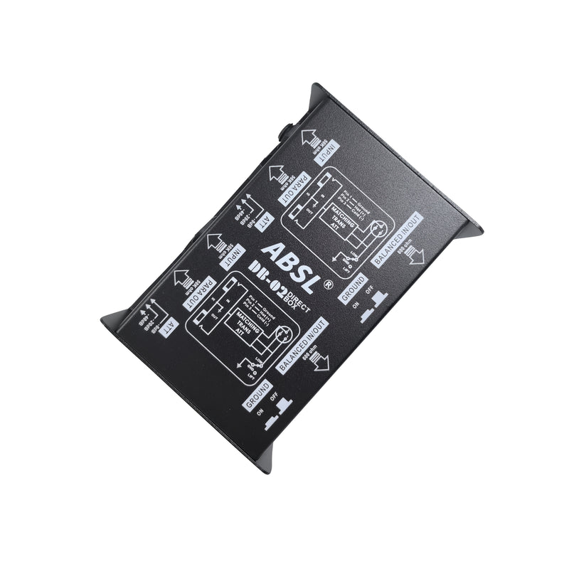 DI Box Profesional de Doble Canal Pasivo (DB-02) - Direct Box Resistente con Elevación de Tierra y Interruptor de Respuesta de Frecuencia, Entradas/Salidas Dobles para Instrumentos, Conector XLR - Para Grabaciones en Vivo, Estudio o Casa - Construcción T