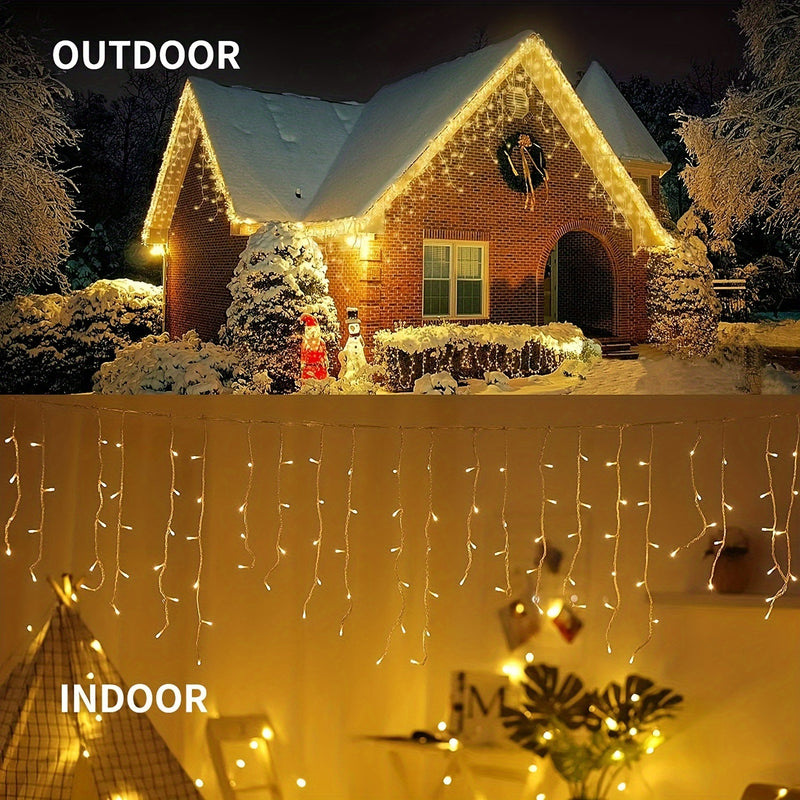 Luces de Hadas Solares en Forma de Copo de Nieve 4m/157.48in, Luces de Cadena con 8 Modos para Decoración de Aleras Exteriores, Árboles Navideños y Fiestas, Halloween y Navidad, Paquete de 1