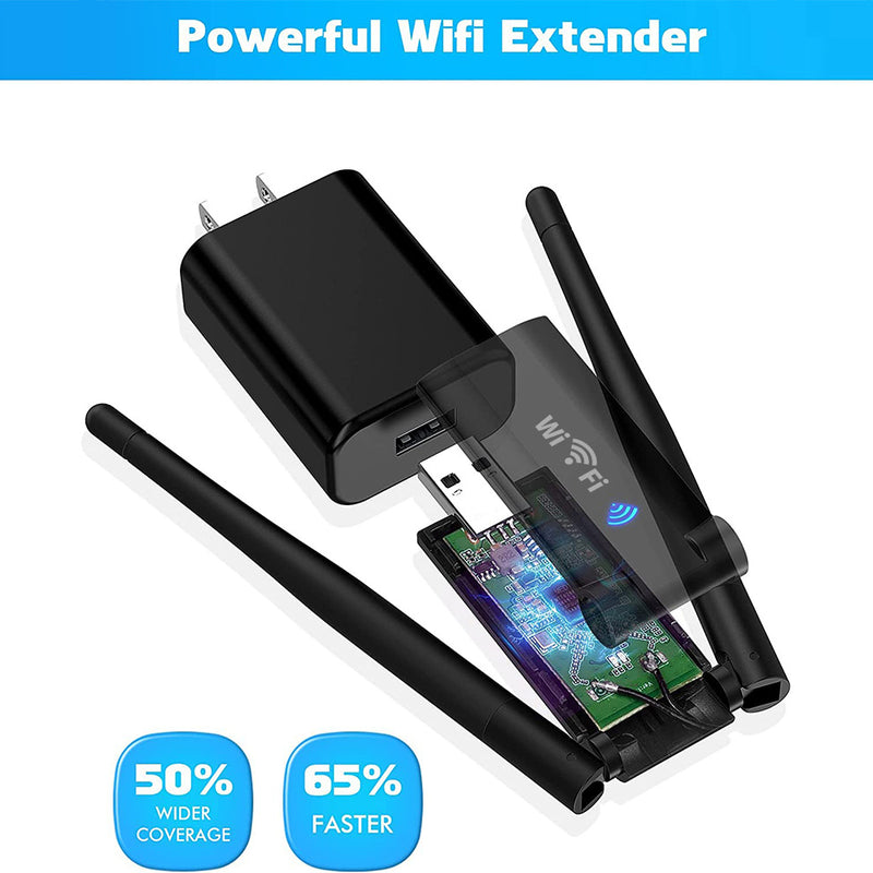 Extensor de WiFi USB Ourlife de Doble Banda 300Mbps 2.4GHz con Antenas Dobles para Cobertura Total del Hogar, Amplificador de Señal de Larga Distancia