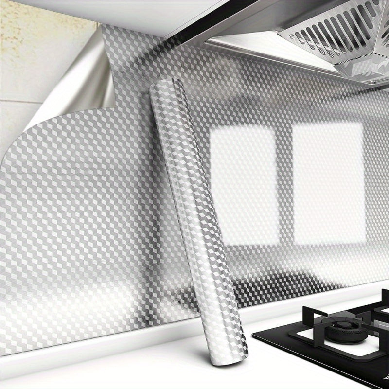Adhesivos de aluminio impermeables y antiadherentes para cocina, cortables, autoadhesivos, papel tapiz con textura plateada, revestimiento resistente a aceites y calor, papel decorativo antideslizante para encimeras y gabinetes