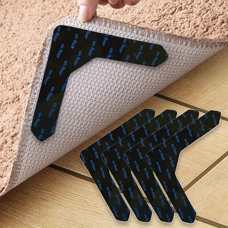 4/12/20pcs Cinta de agarre para alfombras Adhesivo de doble cara Cinta de alfombra antideslizante Pegatinas de cinta de alfombra lavable Cinta de alfombra para alfombras de área Cinta de alfombra para alfombras de esquina reutilizable para pisos de mader