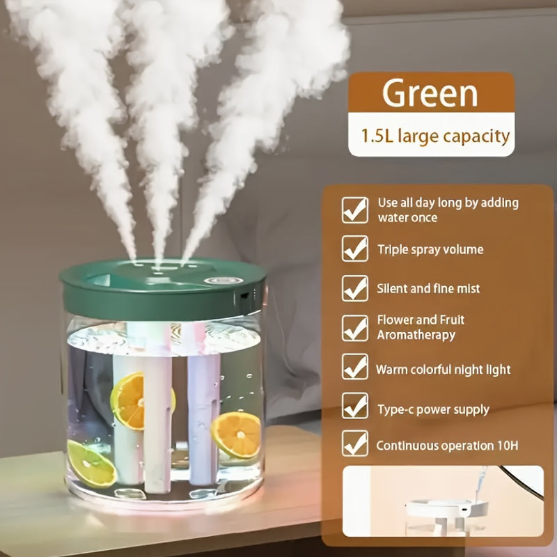 Humidificador de Nebulización con Gran Capacidad Alimentado por USB, 3 Modos de Nebulización, Sensor de Humedad en Tiempo Real, Diseño Elegante en Blanco, Verde y Rosa - Adecuado para Dormitorio y Oficina, Difusor de Aromaterapia Fresco, Regalo Perfecto