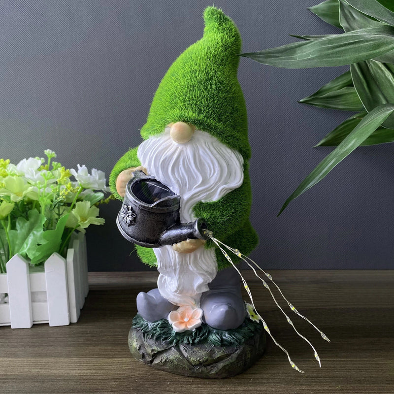 Adorno de Resina para Jardín y Césped con Luz Solar de Botella de Elfo para Exteriores, a Prueba de Salpicaduras, Estatua de Enano de Resina Flocada, Regalo de Navidad