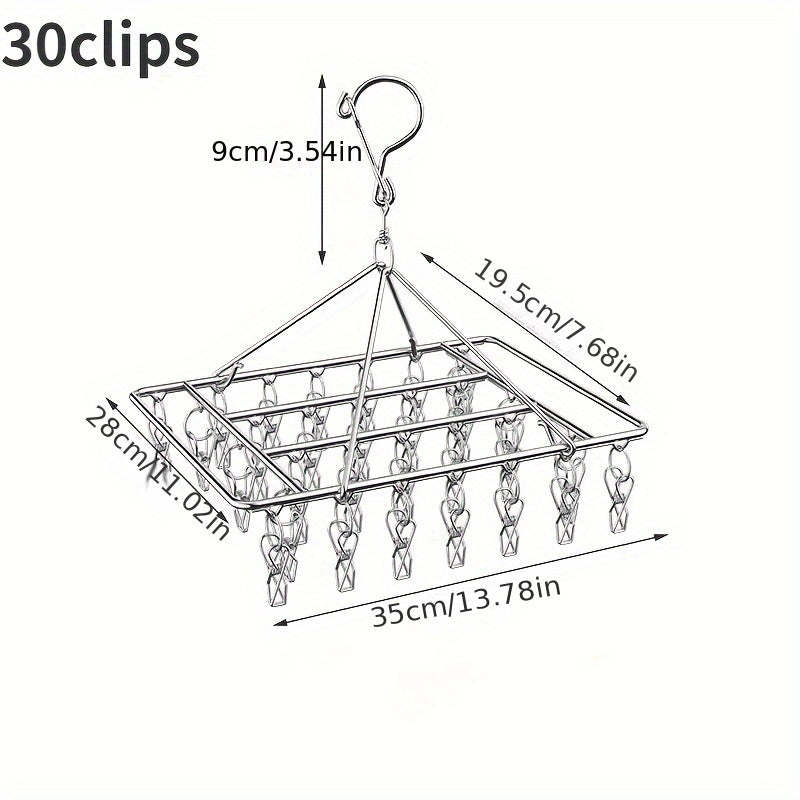 1pc Organizador de calcetines ahorrador de espacio de acero inoxidable de 40 clips, sin terminar, almacenamiento multipropósito colgado para dormitorio, baño, vestuario, hogar y uso de residencia universitaria