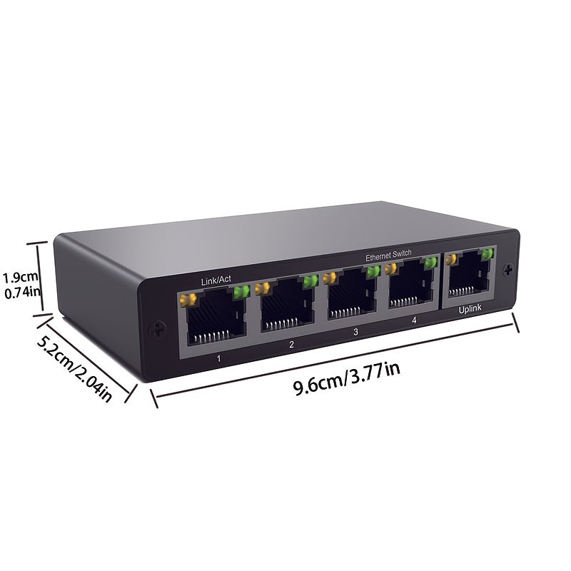 Conmutador de red gigabit de 4 puertos - Plug & Play, transmisión estable, carcasa metálica compacta, alimentado por USB con aplicación de hogar inteligente, negro para hogar y pequeñas empresas, conmutadores de red para hogar, conectividad de oficina, d