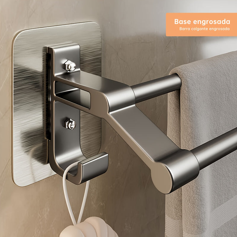 Musurjoy 1pc Barra de toalla doble, espacio de aluminio soporte de toalla de baño, soporte de toalla montado en la pared, organizador de almacenamiento, accesorios de baño, regalo perfecto para el Día de San Valentín/Pascua
