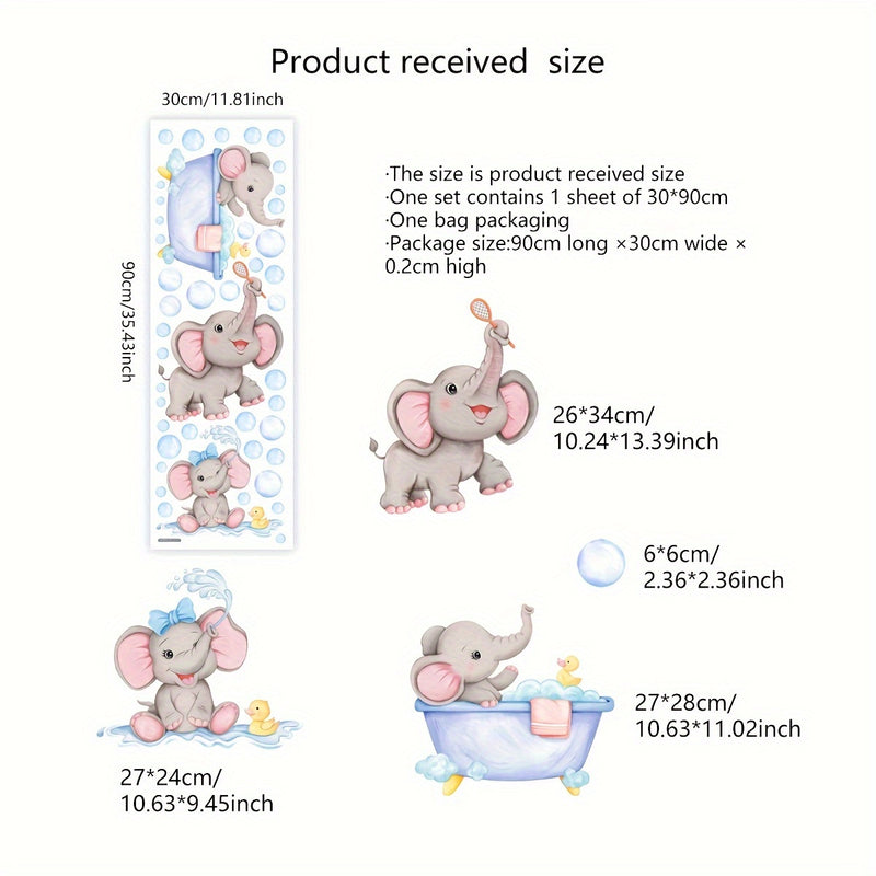 Fantasía Splash, Adorable Pegatina de Pared de Elefante para Baño de Burbujas - Perfecta para Decoración de Baño y Bañera, Fácil de Aplicar como Adorno para el Hogar