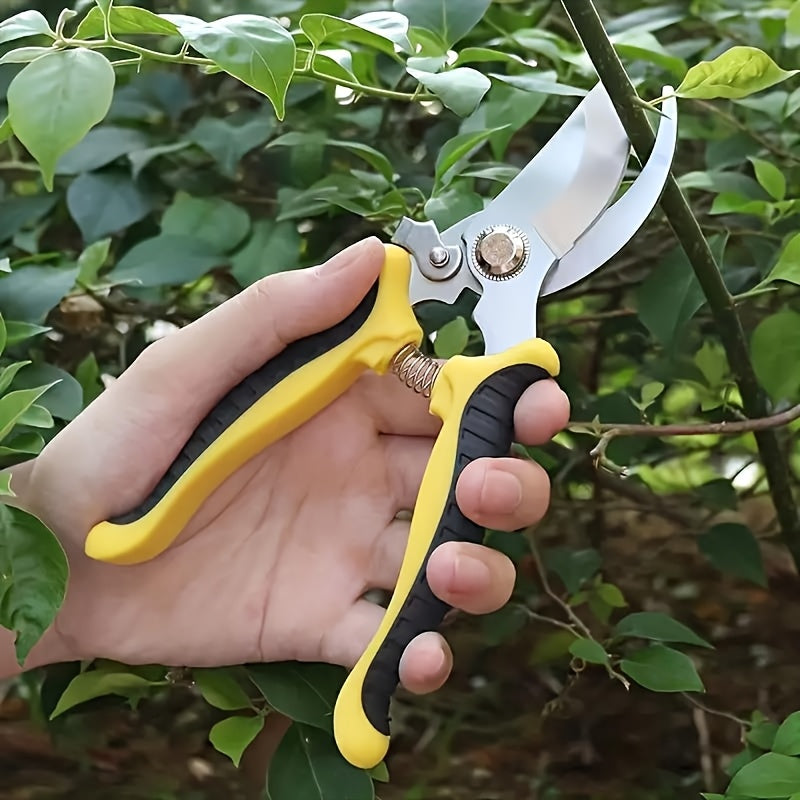 1pc Tijeras de Podar de Jardín Ergonómicas de Acero Inoxidable – Corte Afilado y Suave, Mango de Agarre Cómodo, Herramienta de Recorte Multifuncional para Jardinería (Amarillo/Naranja/Verde), Herramienta de Podar para Jardín | Herramientas de Jardín Ergo