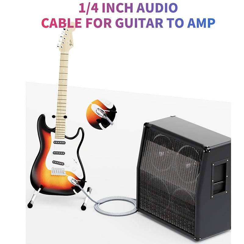 Cable de Audio Riksoin Premium de 6.5mm Macho a Macho - Perfecto para Micrófonos, Tarjetas de Sonido DVD, Amplificadores y Mezcladores | Cable Auxiliar Versátil de 6.35mm para Guitarras Eléctricas, Bajos, Teclados y Más, RIKSOIN