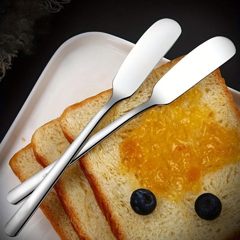 2 cuchillos de acero inoxidable para mantequilla, queso, pan y mermelada, punta redonda