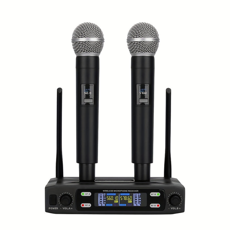 Sistema de micrófonos inalámbricos dual profesional LMBGM con receptor portátil - Conector XLR, control de volumen, ideal para karaoke en casa, presentaciones en vivo y regalos, micrófono inalámbrico portátil | Herramienta de audio versátil | Micrófono d