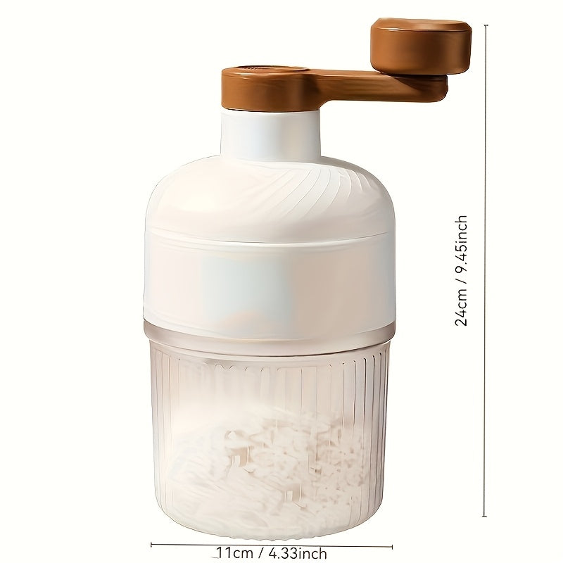 Trituradora y Afeitadora de Hielo Manual MOMMED - Fabricante de Hielo Manuales de Alta Resistencia para Hielo Pelado Esponjoso, Copos de Nieve y Hielo Triturado - Blanco con Mango Marrón, No Necesita Electricidad, Utensilio de Cocina | Diseño Elegante |