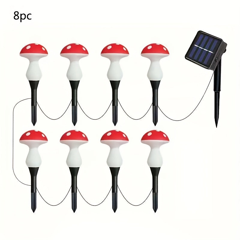 Luces solares de champiñones con puntos rojos y blancos - Decoración para jardín, luces solares para exteriores de plástico resistente con control de encendido/apagado, sin necesidad de pilas, ideales para patios, parques o jardines, diseño divertido, re