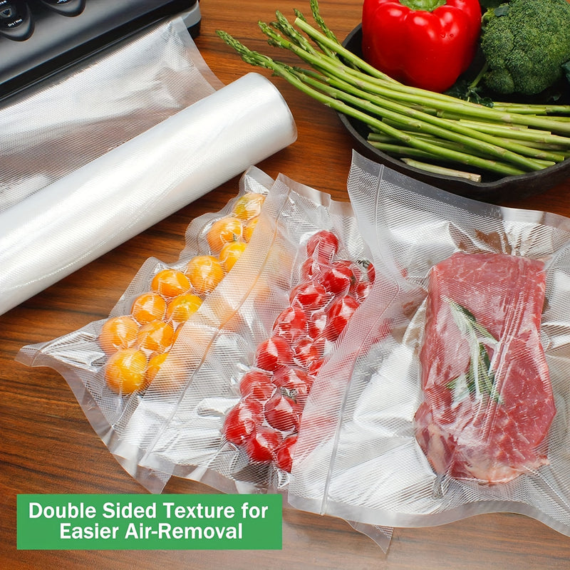 Bolsas de sellado al vacío para almacenamiento de alimentos libres de BPA - Diseño transparente texturizado para vapor, cocción y envasado, frescura esencial de cocina, embalaje multifuncional de alimentos | Almacenamiento claro | Selladores de vacío man