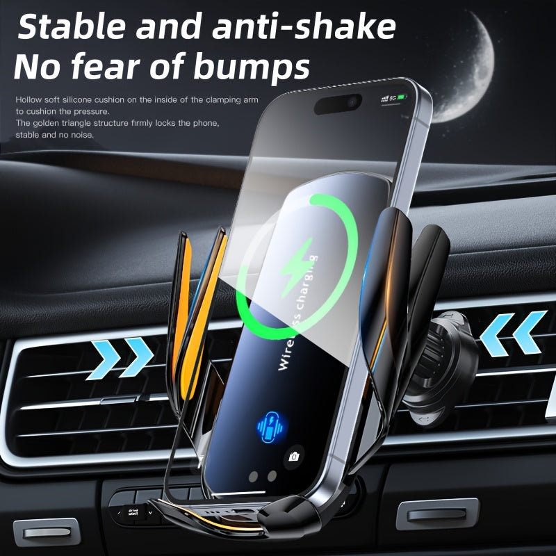 Soporte para Teléfono de Carga Inalámbrica Mejorado para Coche – Carga Rápida, Montaje en el Tablero Manos Libres para iPhone y Samsung Android, Material ABS, Forma Ovalada, Compatible con la Mayoría de Vehículos