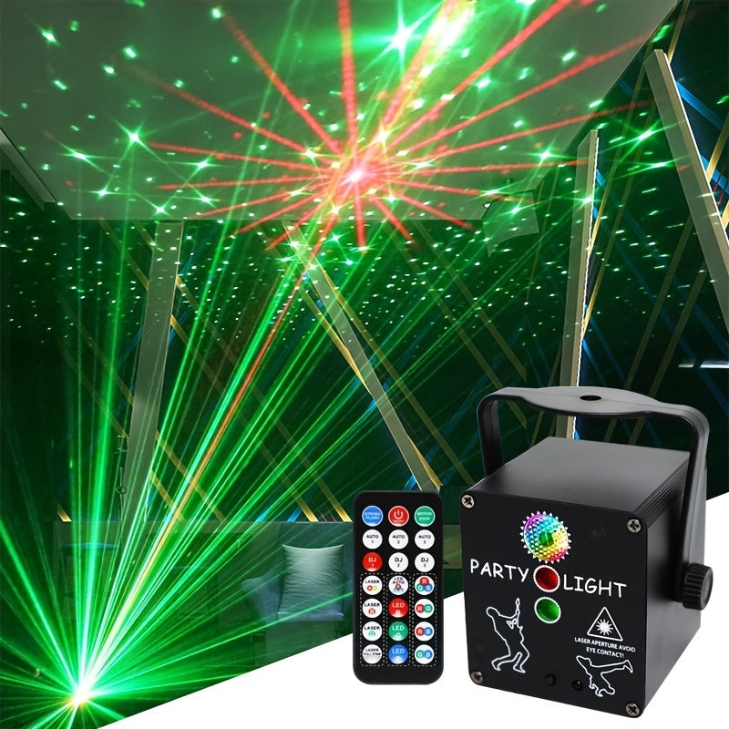 Luces LED escénicas YSH 3 en 1 con control remoto, proyección RGB estroboscópica para DJ y discoteca, decoración para fiestas, Navidad, bodas y Día de la Madre, hierro pulido, no recargable, <36V
