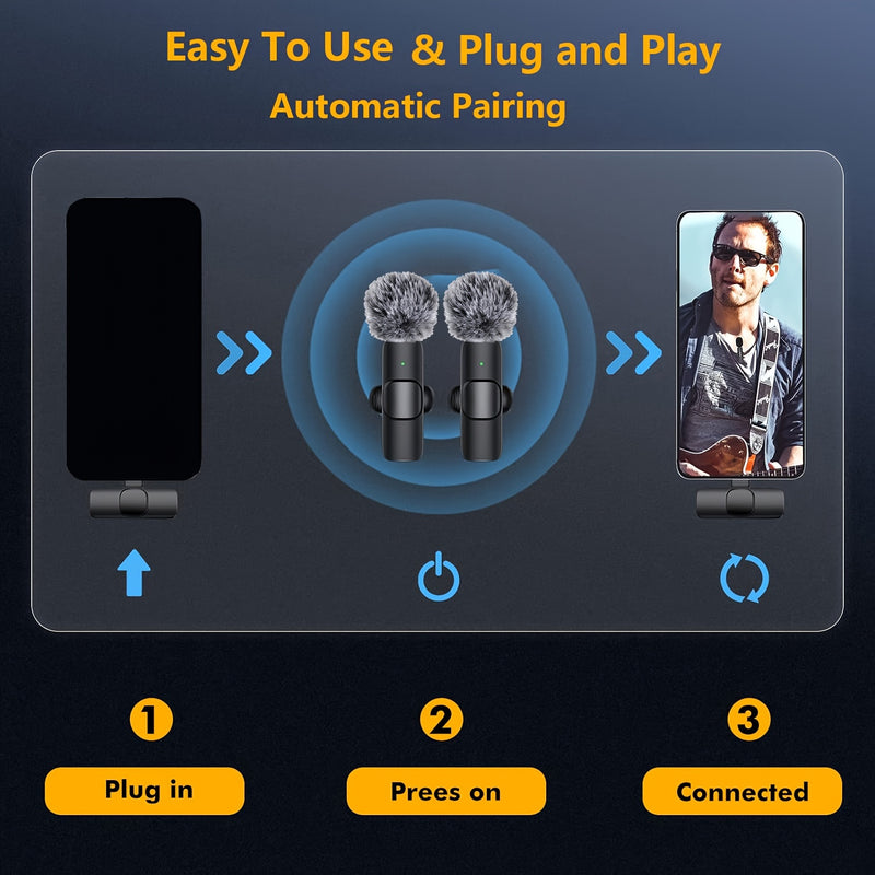 Microfono de Solapa sin varillas Profesional con Grabación Omnidireccional y Recargable por USB-C - Grabación con Un Toque para Smartphones/Tabletas/Cámaras - Ideal para Podcasts, Vlogs, Entrevistas en Vídeo, Equipo de Vlogging | Diseño Elegante del Rece