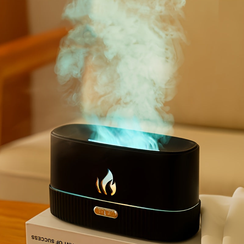 Wall Fireplace Color Flame Diffuser, Aromatherapy Essential Oil Diffuser, 4.4oz Cold Mist Humidifier, Sound Wave Technology Home and Bedroom Perfume Diffuser with Timer and Automatic Shut Off Bathroom Lighting Seven-Color Simulation Flame Shape Humidifie