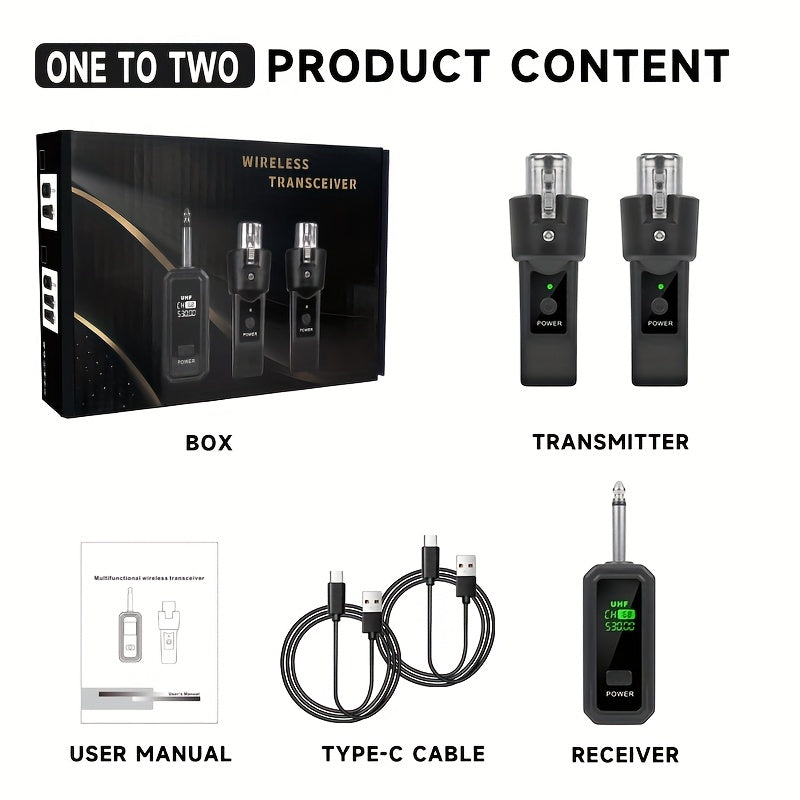Transmisor y receptor inalámbrico de micrófono - Carga USB-C, control de volumen, compatible con XLR para actuaciones de micrófono dinámico, accesorios de interfaz de voz | Micrófono USB-C para grabación
