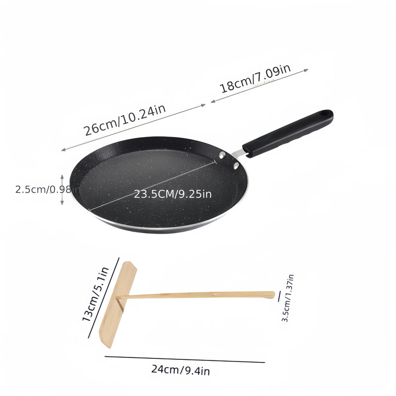SHAON Sartén para Crêpes de 10 pulgadas Antiadherente, Aluminio Negro, Mango Resistente al Calor, Versátil para Gas, Eléctrico, Cocedor de Arroz, Ideal para Tortillas, Bistecs, Huevos Revueltos y Más, Esenciales para el Desayuno | Sartén Elegante para Cr