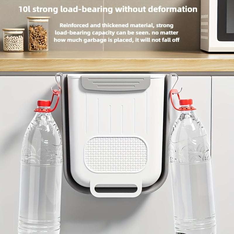 Organizador de basura de cocina plegable de plástico - Bote de basura para colgar en pared o puerta de gabinete con diseño perforado para drenaje fácil, solución de almacenamiento que ahorra espacio, función Easyhang, organizadores y almacenamiento para