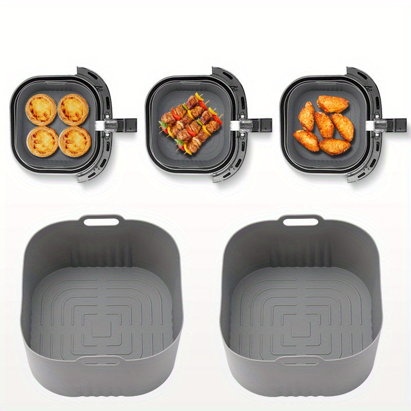 2 piezas de bandejas de horno de silicona cuadrada para freír aire - Antiadherentes, resistentes al calor, ideales para Philips HD9252, HD9200, HD9255 - Perfectas para cocinar papas fritas, pollo y verduras, bandejas de horno con forros | Bandeja de sili
