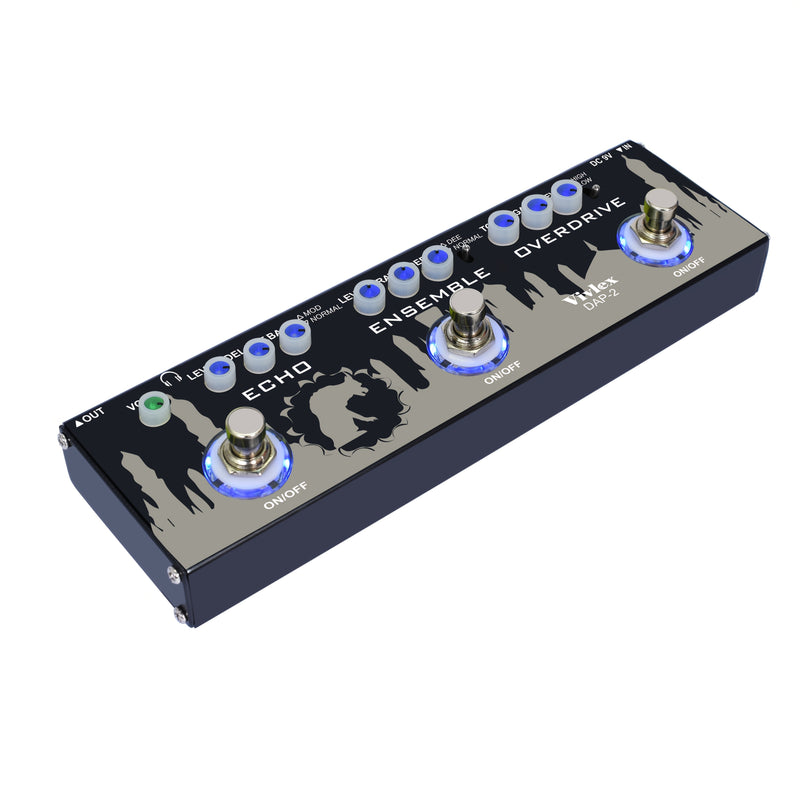 Pedal de Guitarra Multi Efectos, con Eco y Overdrive 3 en 1 Serie Digital Mingle para Guitarras Eléctricas