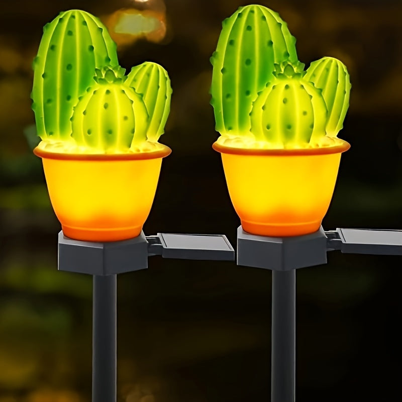 1 Paquete De 2 Piezas, Luces Solares Para Exteriores, Decoración De Jardín, Luces De Estaca De Cactus, Luces De Paisaje, Camino, Patio, Césped Y Decoraciones De Pasarela