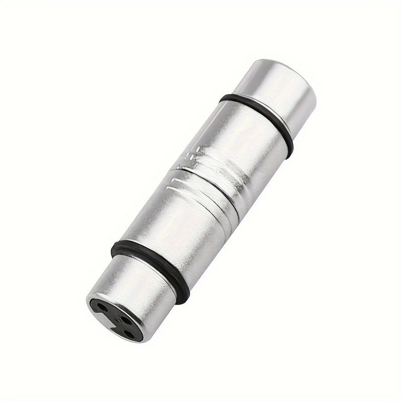 Adaptador de audio XLR hembra a hembra de metal, gris, conectores de audio profesionales para micrófonos y mezcladores.
