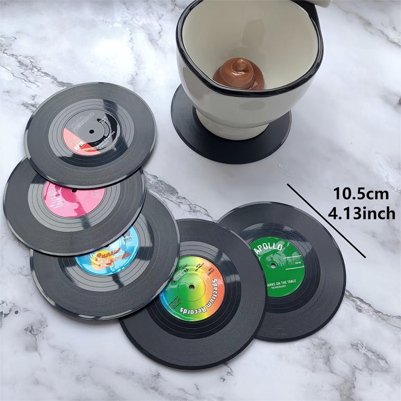 7 posavasos retro de vinilo, posavasos para café y comidas, antideslizantes y aislantes de calor, decoración de pared con discos, manteles para mesa de CD retro, accesorios creativos para el hogar