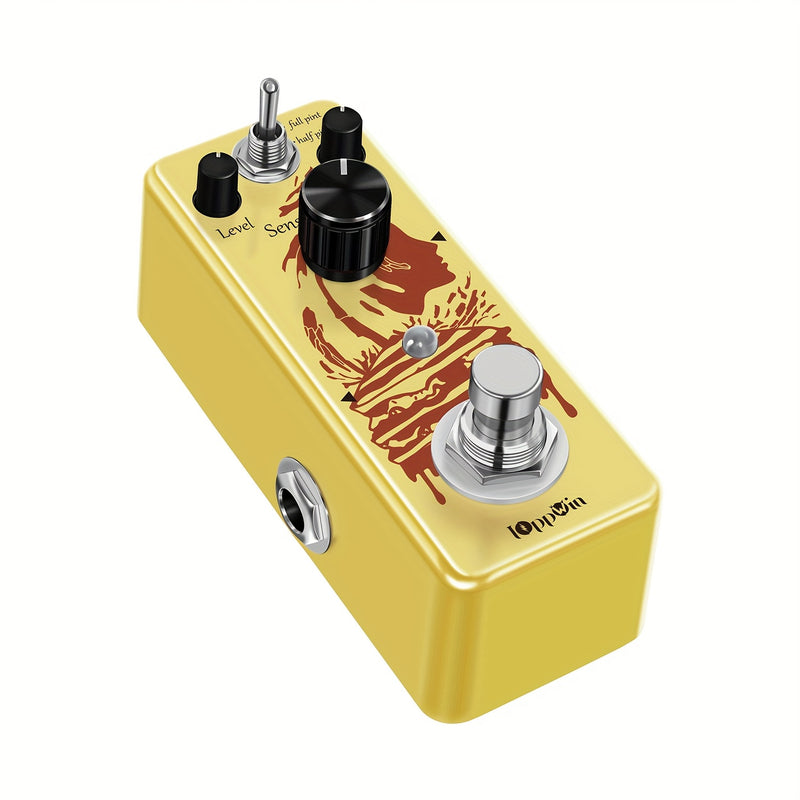 Pedal de compresor para guitarra eléctrica IOppWin - Alimentado por USB, efecto fotoeléctrico, 3 controles para nivel, sensibilidad y tono, diseño amarillo, ideal para presentaciones en vivo y grabación