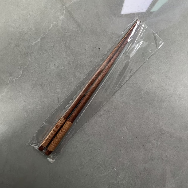 1 par de palillos chinos torcidos de madera con diseño antideslizante, palillos de bambú y palo de rosa, cubiertos para el hogar, palillos de madera de alta calidad
