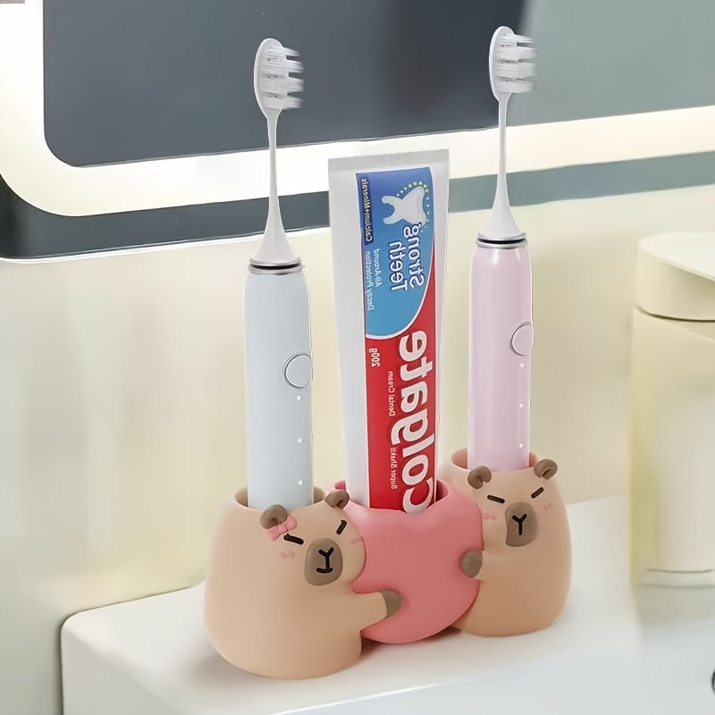 Soporte para cepillo de dientes de capibara de dibujos animados para fregadero de baño, base creativa para almacenar cepillos de dientes, regalo perfecto para el día de San Valentín.