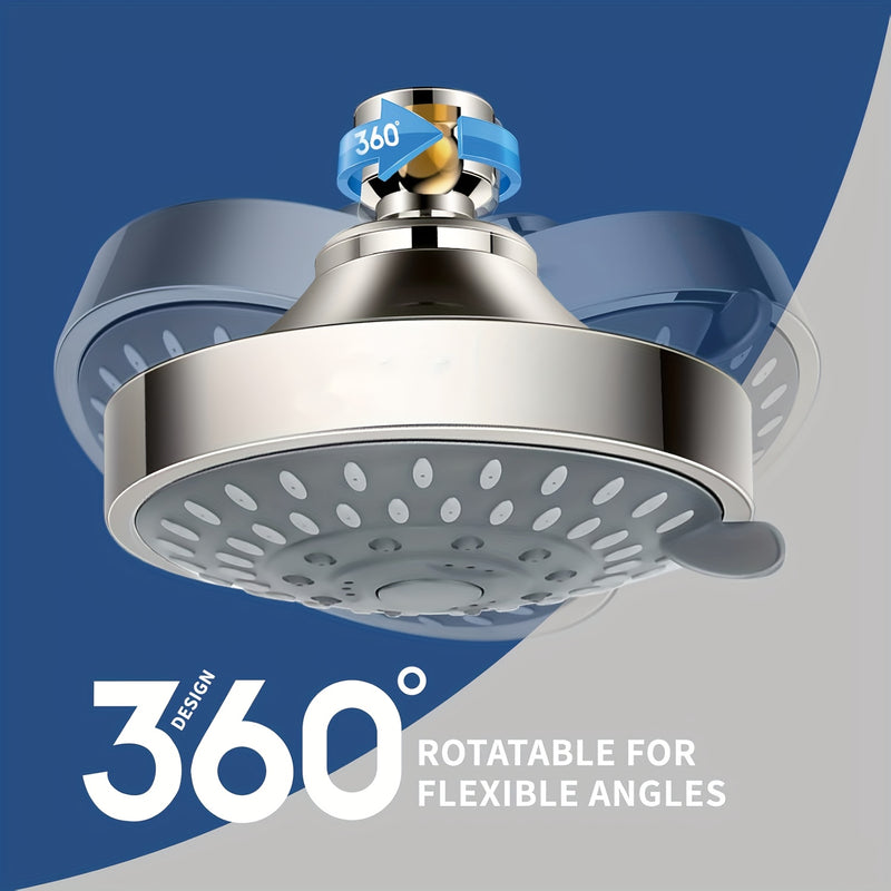 Juego de Ducha de Alta Presión con 5 Configuraciones y Soporte Ajustable - Montaje en Pared, Acabado Pulido, Cobertura Completa del Cuerpo, Fácil Instalación, Accesorios de Baño de Lujo