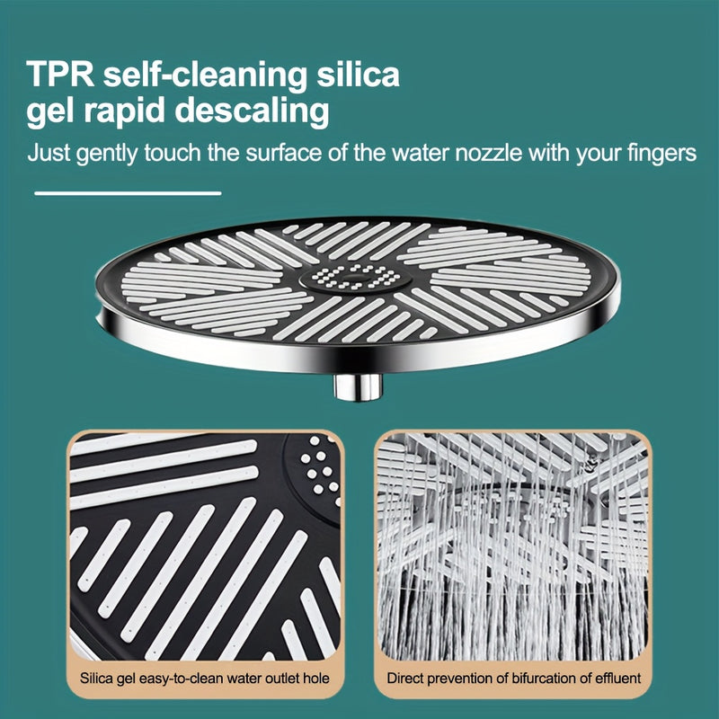 Cabezal de ducha de lluvia redondo de 10 pulgadas, alta presión de cascada con panel desmontable, fácil de limpiar, resistente a la cal, ideal para baja presión del agua, accesorio de baño de plástico con soporte colgante