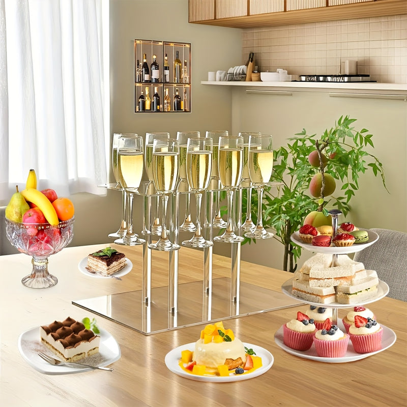 Soporte para Copa de Champán Acrílico, 1 Pieza - Exhibidor de Copas de Vino para Mesa, Ideal para Bodas y Fiestas