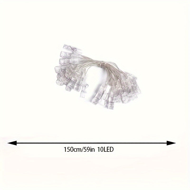 1 juego de luces decorativas de 1.5 m/2 m con clips para fotos, luces de hadas a pilas, luz cálida para dormitorio, pared, patio, fiestas de Halloween, Navidad, bodas y Ramadán