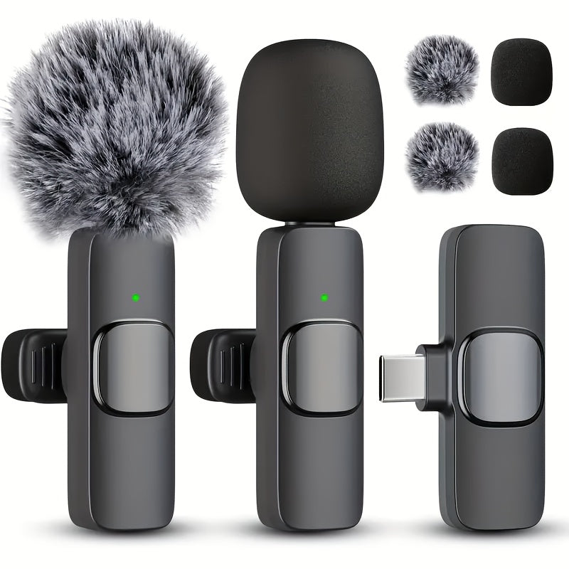 Micrófono Lavalier Inalámbrico Kouzone - Cancelación de ruido, batería de larga duración, USB Tipo C, ideal para streaming y videoconferencias, equipo de audio profesional | Comunicación sin ruido | Construcción duradera