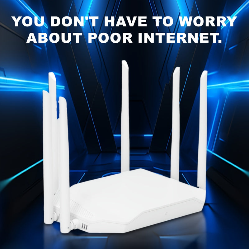 Roteador AX3000 WiFi 6 de YLEEGS, con Gigabit Ethernet, doble banda 5G/2.4G, amplia cobertura, conexión ininterrumpida, sin bloqueos, fácil visualización para juegos, oficina y entretenimiento, enchufe de EE. UU., 110V/220V, sin batería, antena incluida,