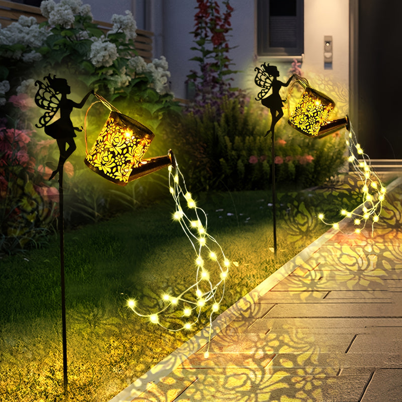 Botella de Agua Solar con Luz - Lámpara Mágica para Exteriores con Efecto de Rociador, Luz Suave y Flujo de Agua, Sensor Automático de Luz en Noche Oscura, Decoración de Cuento de Hadas para Jardín/Patio o Habitación Infantil