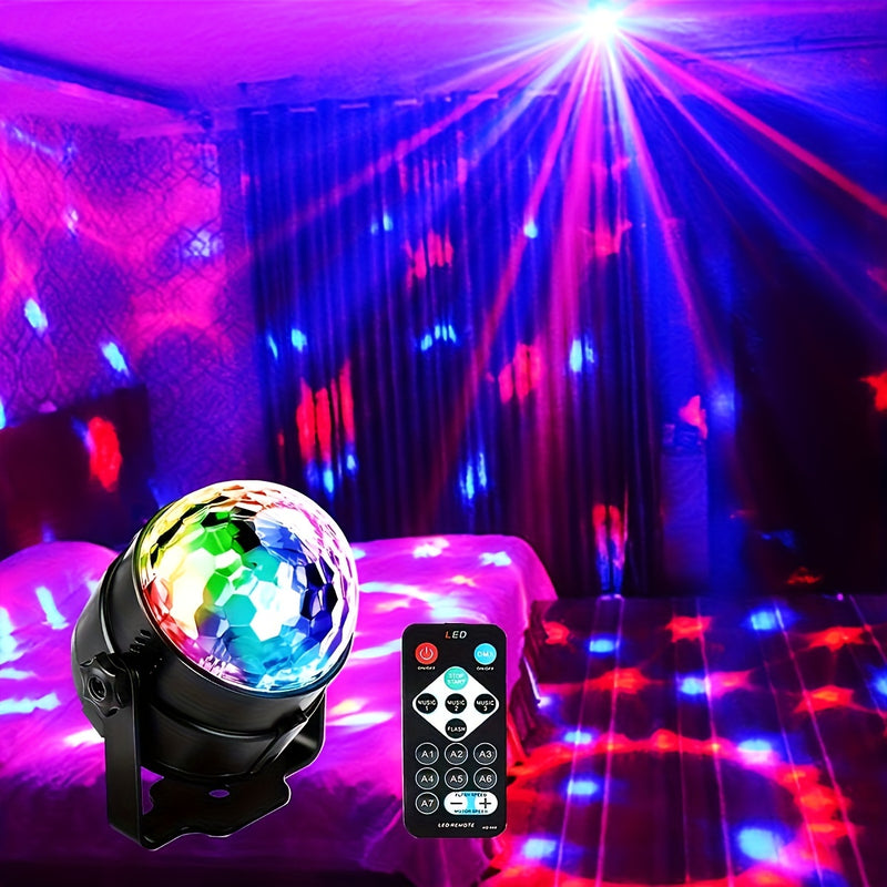 1pc Bola de Discoteca RGB Activada por Sonido con Control Remoto - 7 Modos, Alimentada por USB, Ideal para Fiestas de Baile en Casa, Bares, Karaoke, Halloween, Navidad, Decoración de Bodas, Luz de Fiesta Disco USB